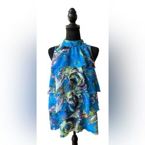 NY Collection: Blue Tiered Ruffle Top